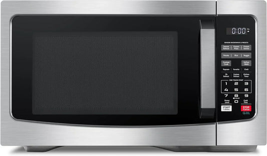 Air Fryer Combo 8-in-1 Countertop Microwave Oven, with Convection, Broil, Odor Removal Mode, 12.4" Position Memory Turntable, Child-Lock, 1.0 Cu.ft, Black Stainless Steel