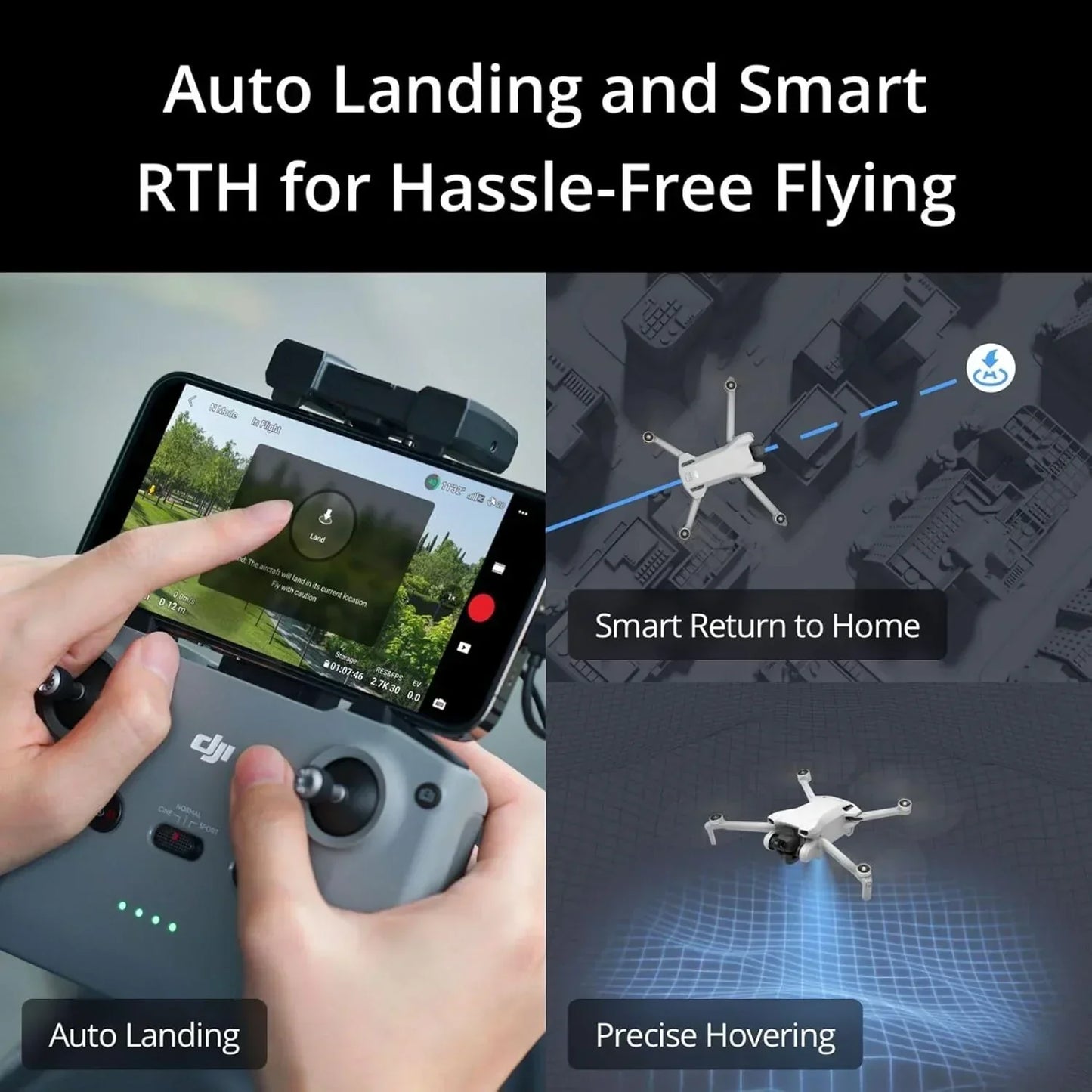 DJI Mini 3, Drones with Camera for Adults 4K, 38-min Flight Time, up to 32800ft (10km) Video Transmission, True Vertical Shooting, GPS Auto Return Integrated, Mini Drone with Camera for Beginners