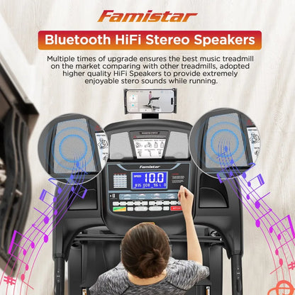Famistar Folding Treadmill for Home with 15 Levels Auto Incline, 300LB Capcity, 10MPH Fast Speed Controls