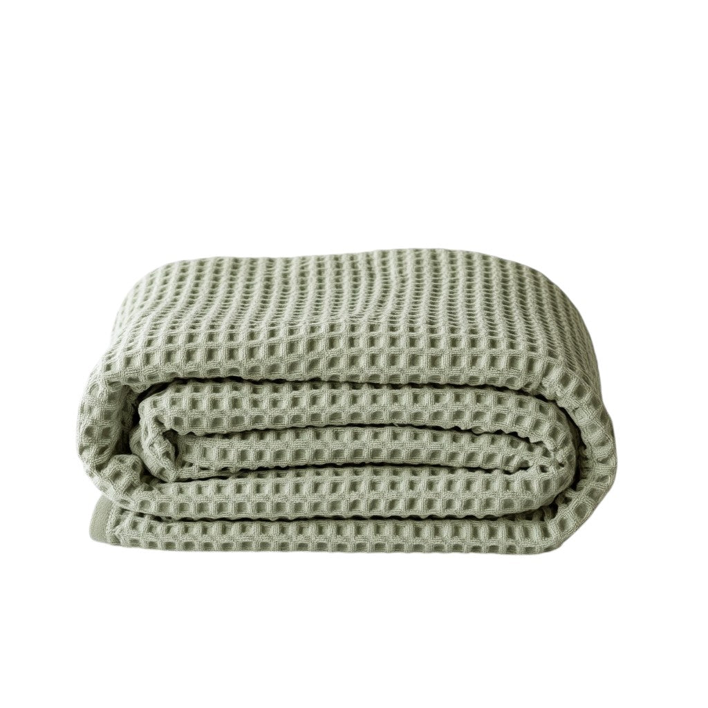 Vjwen Bamboo Bath Towel - Organic Cotton Blend Waffle Weave Towel - Quick Dry & Antimicrobial Lightweight Sheet for Sensitive Skin - Sage Green