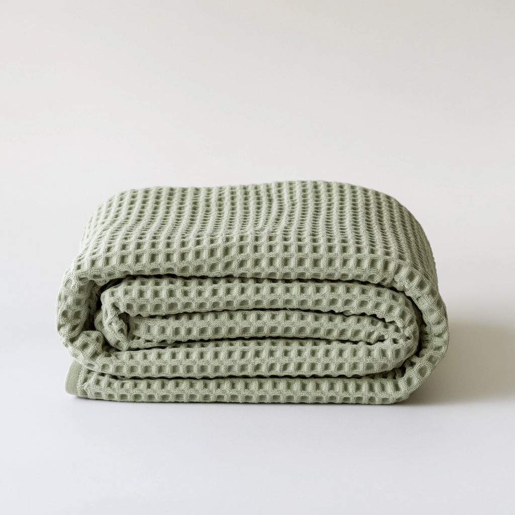 Vjwen Bamboo Bath Towel - Organic Cotton Blend Waffle Weave Towel - Quick Dry & Antimicrobial Lightweight Sheet for Sensitive Skin - Sage Green