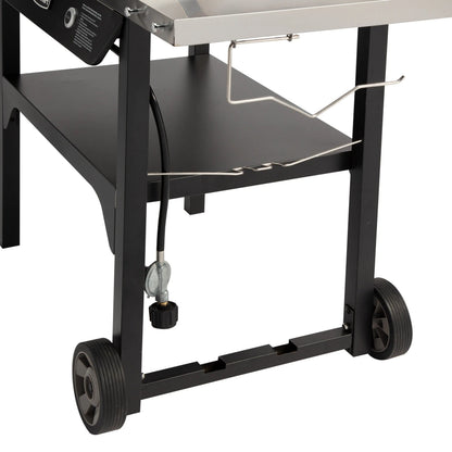 Cuisinart Outdoor Wok Station, 50,000 BTU Propane Outdoor Wok Burner w Prep Table, 14 Carbon Steel Wok for Stir Fry, Searing, BBQ Black