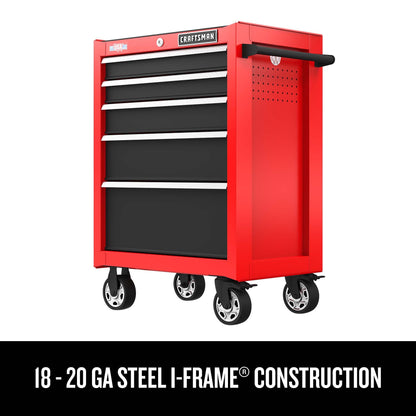 2000 Series 26-in W x 36.5-in H 5-Drawer Steel Rolling Cabinet (Red)