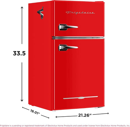 Frigidaire Retro Mini Fridge with Freezer & Side Bottle Opener-Small 2 Door Refrigerator for Office Bar or College Dorm Room-3.1 Cu Ft – 19”"D x 20.5" W x 33.5" H