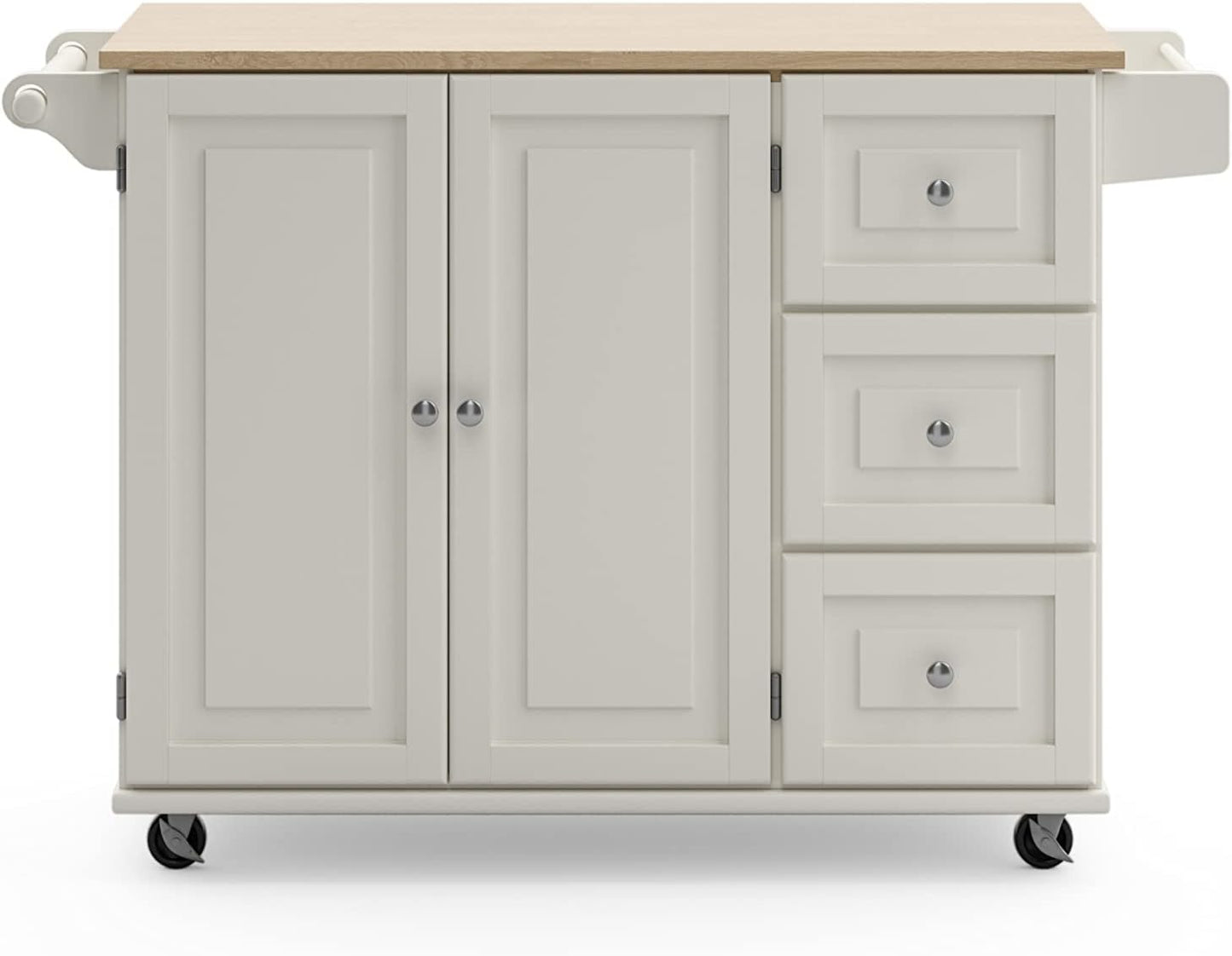 Homestyles Dolly Madison Mobile Kitchen Island Cart, Drop Leaf Breakfast Bar