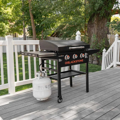 28 Inch Blackstone Griddle 2080 with Hood XL Griddle Original 3-Burner Outdoor Flat Top Grill, with Blackstone Griddle Accessories, Seasoning, and Wholesalehome Gloves and Cloth